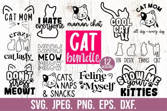 Cat SVG Bundle: Funny Cat Quote Clipart for Real Embroidery Use