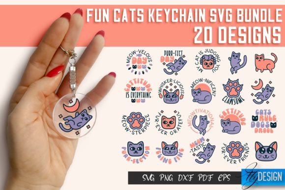 Fun Cats Keychain SVG Fun Cats SVG